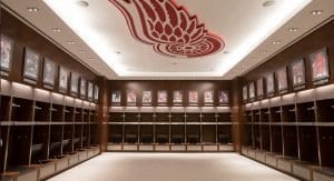 Red Wings locker room.
