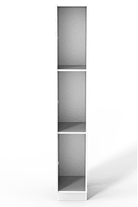 Interior of Laminate Model C locker. Contains three compartments.
