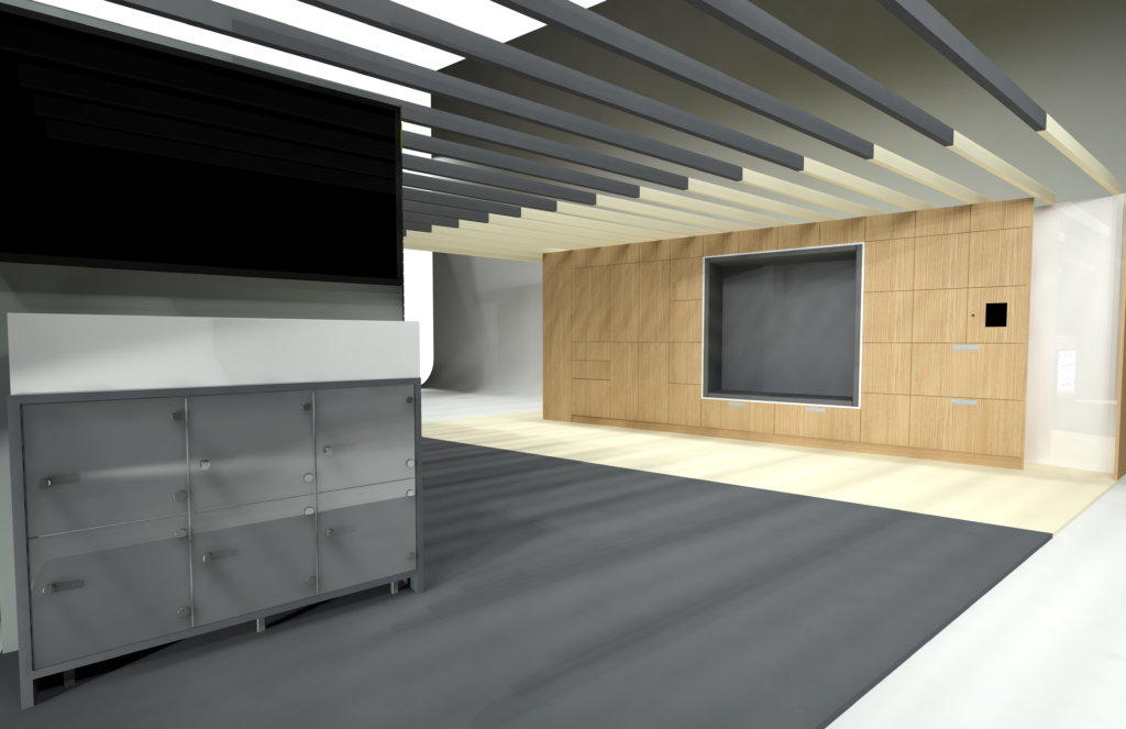 rendering of hollman booth shown at NeoCon